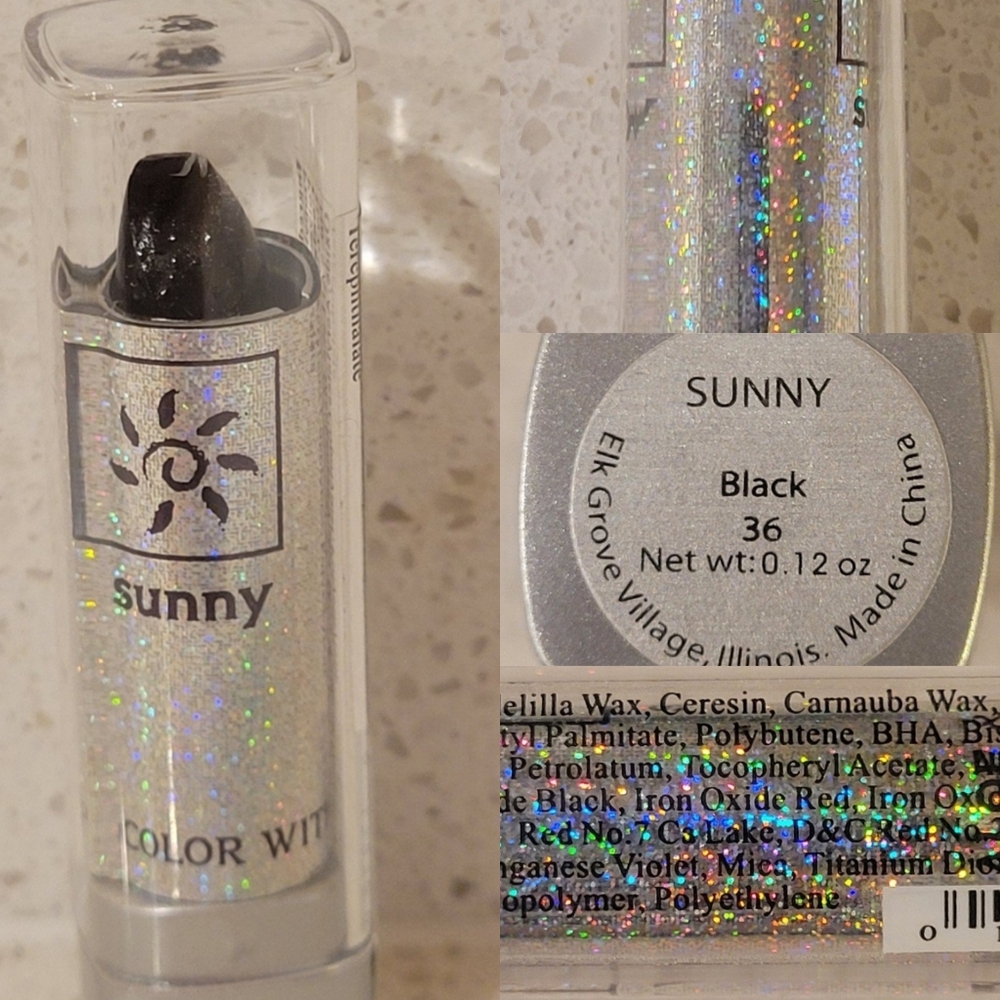 1-Sunny Lip Color BLACK #36 W/ Aloe & Vitamin E Brand New& Sealed .12z Full Size